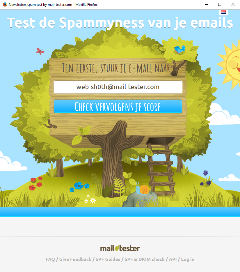 startscherm mail-tester.com