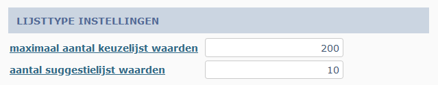 systeeminstellingen dropdown suggestie veld