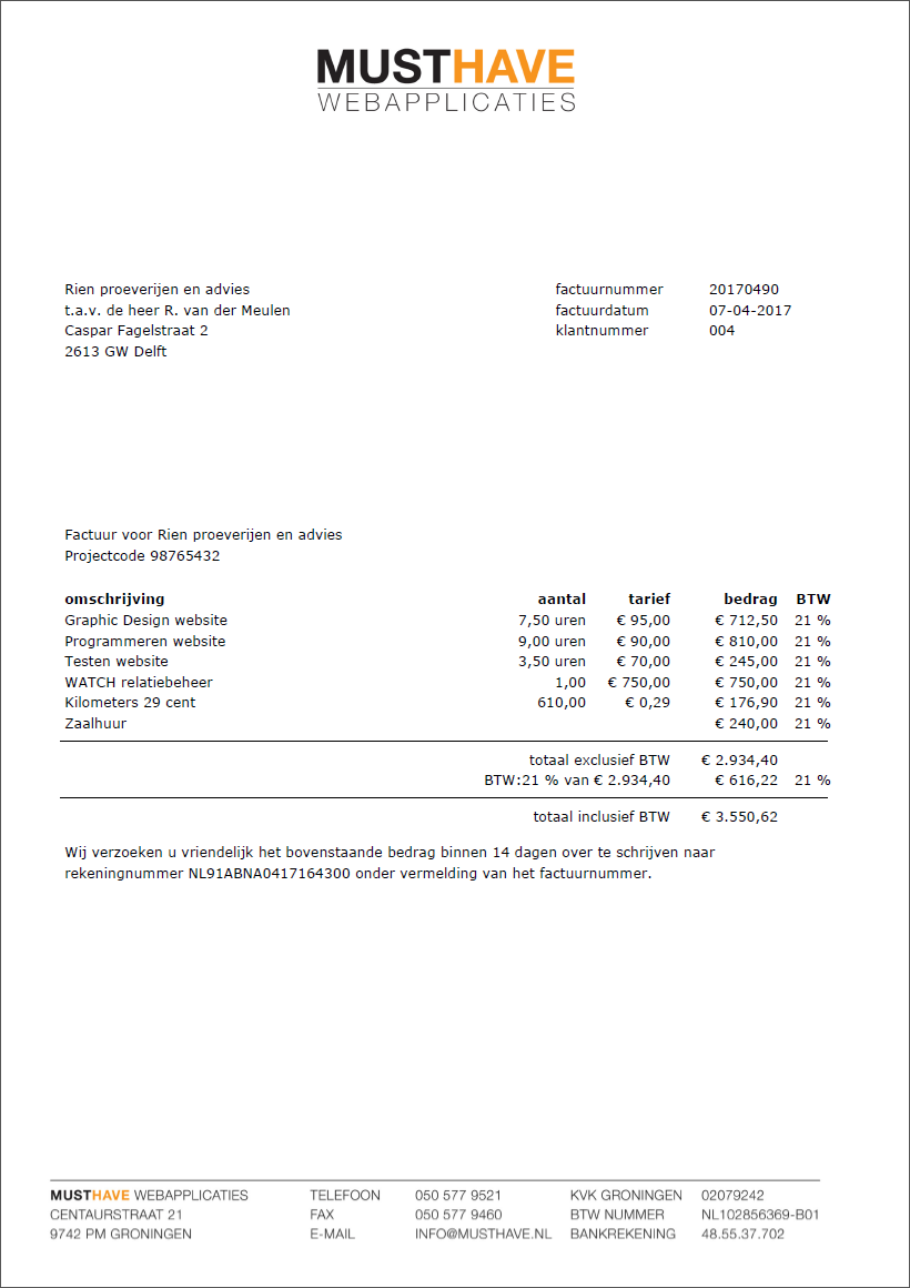 Factuur pdf voorbeeld