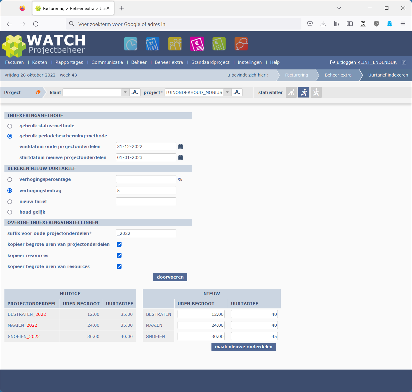 preview resultaat van de indexatie