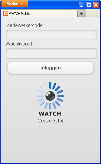 WATCH Mobile inlogscherm