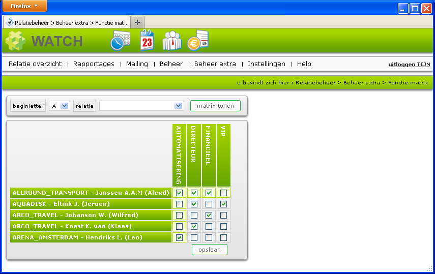 functies matrixscherm