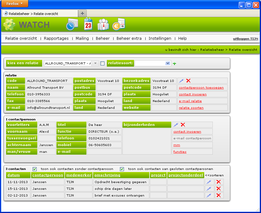 relatiebeheer overzicht