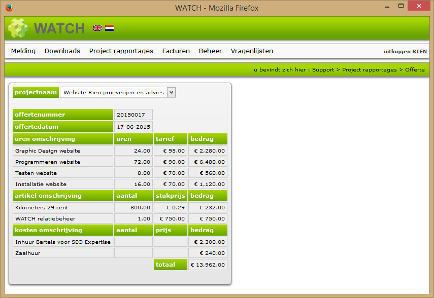 Offerte rapportage