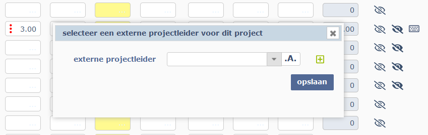 kies op maak externe projectleider