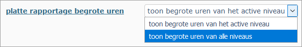begrote uren in platte rapportages instelling