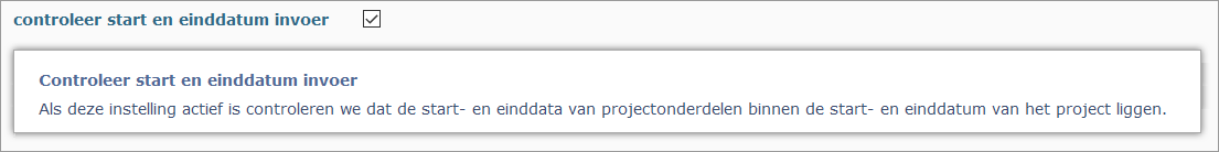 start- en einddatum controle instelling