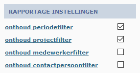 rapportagefilter onthouden instellingen