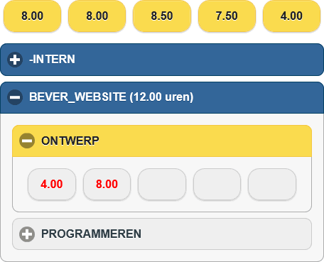 Urenregistratiescherm in de uren app