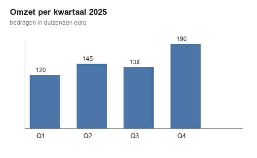 Staafdiagram van de omzet per kwartaal 2025