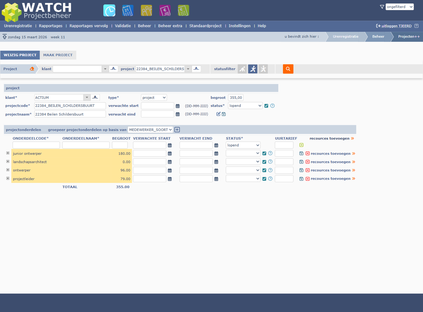 Groepering op MEDEWERKER_SOORT: 84 onderdelen samengevat in 4 overzichtelijke rijen